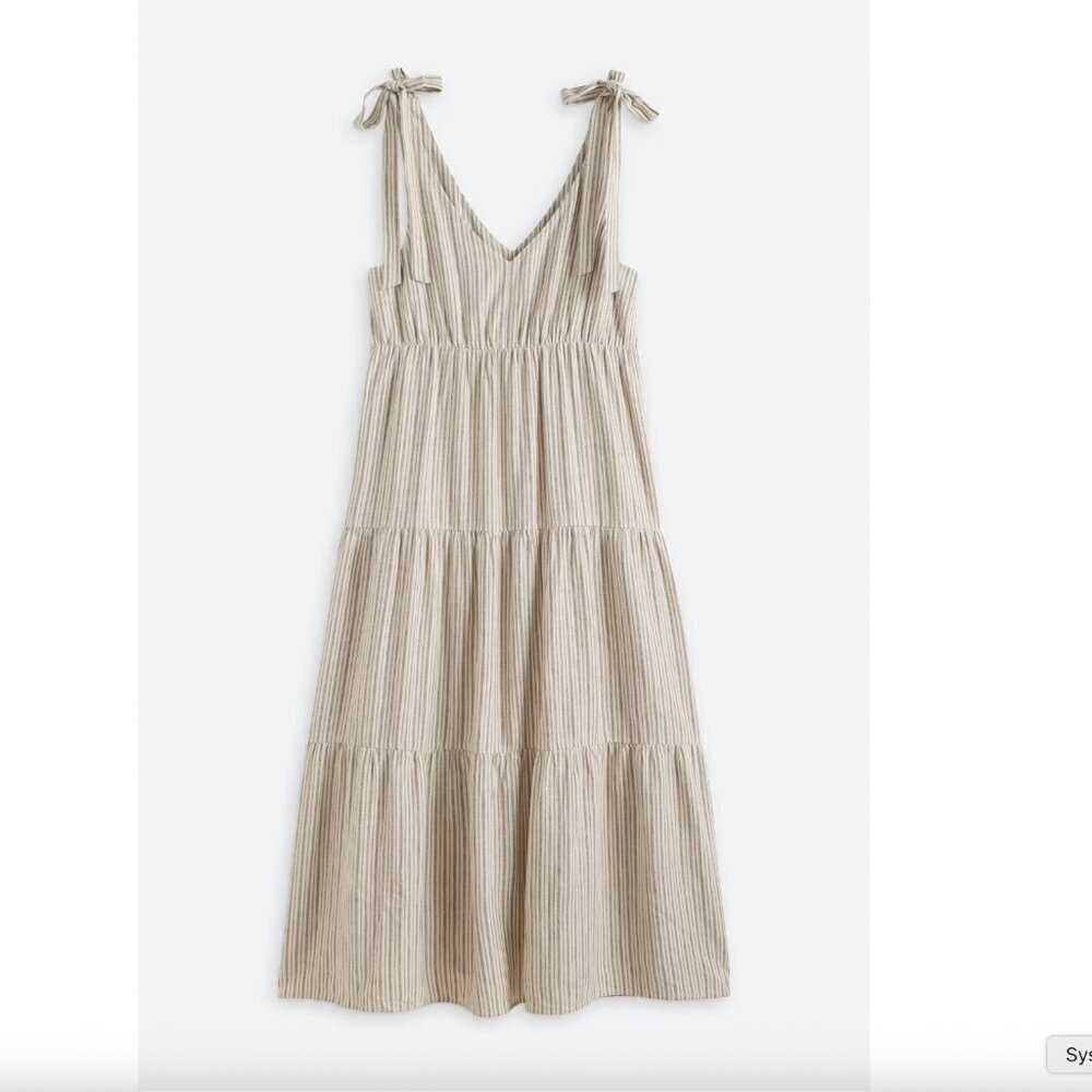 Sanctuary Move Your Body Olive Gray/Green Striped Linen Maxi Dress